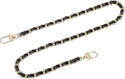 24 Inch Handtas Kettingriem Vervanging met Gespen, Leer en IJzeren Flat Wallet Chain voor Handtassen en Schoudertassen in Zwart