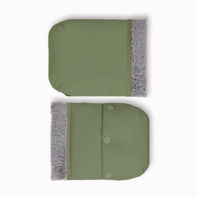 1 paar Quick Install Kinderwagens Handvat Cover voor Koud Weer Winddicht Ontwerp Brede Compatibiliteit Zachte Fleece Binnenlaag Winddicht Kinderwagens Wanten met Fleece Voering，groen