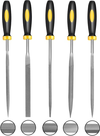 Set van 5 - Vijlenset - metalen naaldvijlen - handvijlen van koolstofstaal met hoge precisie - voor gedetailleerd werk