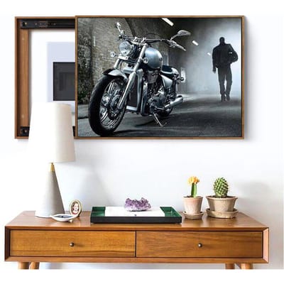 Diamant peinture point de croix couture complète bricolage diamant broderie moto homme noël 20X30CM black