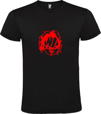 Zwart T-Shirt met “ Halloween Chucky “ afbeelding Rood Size XS