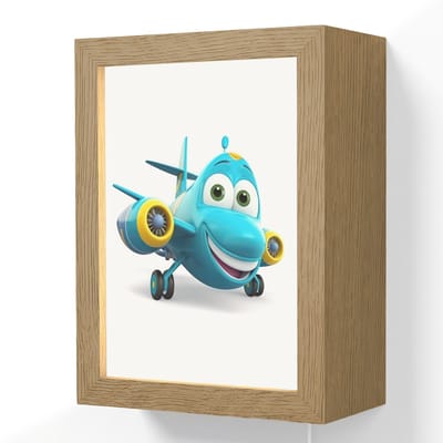 Wandlamp 15x20 cm - Oplaadbaar - Vliegtuig - Blauw - Kinderen - Jongens - Wandlampen binnen woonkamer - Slaapkamer lamp met kabel - Decoratieve nachtlamp - Vloerlamp snoer
