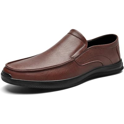 Echt Koeienhuid Ademend Zakelijk Casual Leren Schoenen Zachte Zool Gommino Alles-Passend Instappers Luie Schoenen 44 bruin
