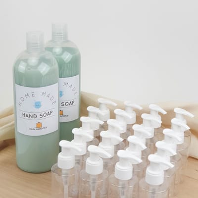 Zeep - Zeeppompje - Set van 20 + 2L handzeep - Witte dop - Eucalyptus - doopsuiker - bedankje - bedankjes - doopsuiker zeep - doopsuiker zeeppompje - feest