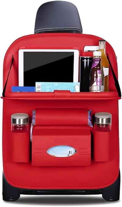 Famanu – Auto achterbank organizer - luxe beschermmat met opvouwbare tablethouder - multifunctionele bescherming en opbergruimte voor reizen