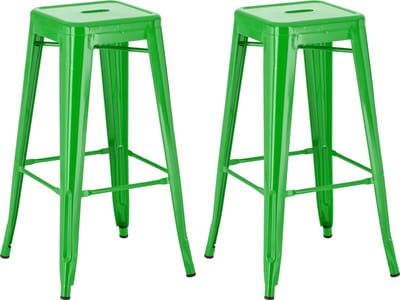 CLP Joshua Set van 2 barkrukken - Stapelbaar - Voetsteun - Metaal - groen