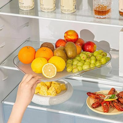 Lazy Susan Draaiplateau Koelkast Organizer met Antislip - Opbergboxen en Kruidenhouder - Handige Koelkast Plateau Swivel Plate