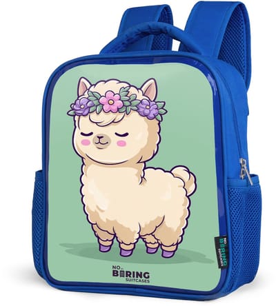 NoBoringSuitcases.com® - Rugzak blauw - Schooltas jongens - Alpaca - Kinder rugtas jongen - Boekentas kind - Kinderrugzak voor school - Schoolrugzak