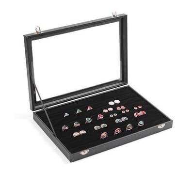 Ringen display koffer met deksel lederlook - velours