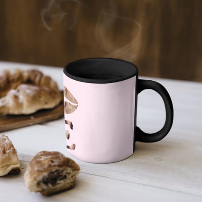Magische Mok - Foto op Warmte Mokken - Koffiemok - Tekst - Love - Pantervacht - Lichtroze - Magic Mok - Beker - 350 ML - Theemok - Mok met Tekst