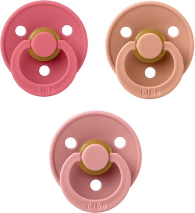 Bibs fopspeen 6-18 maand set 3 stuks Coral,Peach en Dusty Pink maat 2