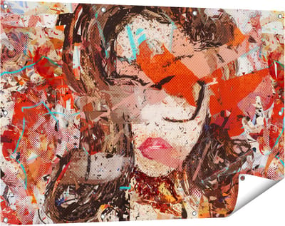 Gards Tuinposter Abstracte Kunst van een Meisje - Vrouw - 120x80 cm - Tuindoek - Tuindecoratie - Wanddecoratie buiten - Tuinschilderij