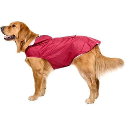 9 Maten Hond Regenjas Kleine Middelgrote Grote Honden Waterdichte Jas met Capuchon Regen Kleding met Reflecterende Streep Buiten Accessoires (Red,XXXL)