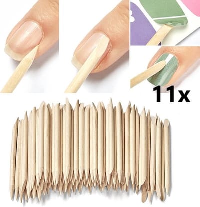 Houten Nagelriemduwer I Cuticle Pusher I Nagelriem Verzorging I Nagelriemstokje I Bokkepoot I 11 Stuks