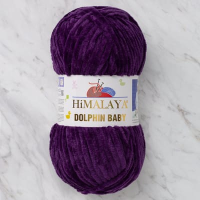 Himalaya Dolphin Baby 80328 Purper Fluwelen Garen, Breien en Haken, 100g, Super Zacht, Fluweel Breigaren, Volumineuze Pluche, Schijnen Fluweelachtig, Chenille Dolfijn Baby Wol, Amigurumi, Velluto Velours, Breiwol, Haakgaren, Kind Deken