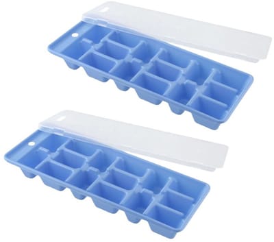 Set van 3 gekleurde ijsblokjesbakjes met deksel voor 15 ijsblokjes Fackelmann Bar Concept