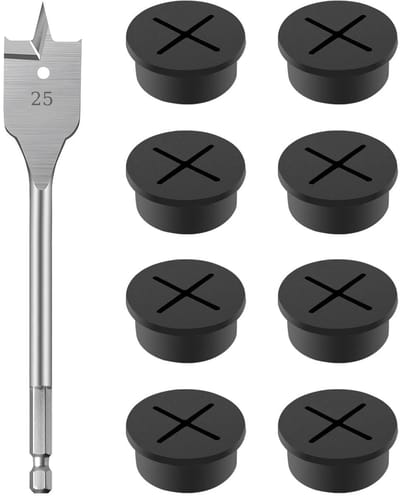 Dailygoods - 8 stuks flexibele siliconen kabeldoorvoer, siliconen kabeldoorvoer, bureaukabeldoorvoer, kabeldoorvoer, wit, met 1 boor voor kantoor, woonaccessoires, werkplek
