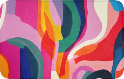 Badmat 80x50 cm - Antislip - Vormen - Golvend - Abstract - Felroze - Badmatten voor badkamer - Badkamermat - Douchemat - Badkamer mat