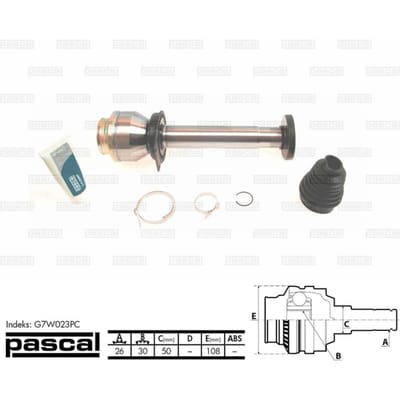 Homokineet reparatie set, aandrijfas PASCAL G7W023PC rechts
