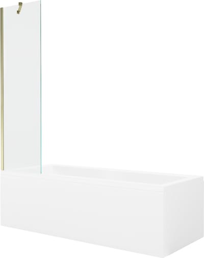 Mexen Cubik rechthoekig bad 170 x 70 met ombouw en 1-vleugelig scherm 50 , transparant, goud - 550317070X9505000050