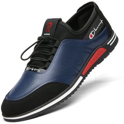 Chaussures en Cuir pour Homme Mode Respirant Chaussures de Course pour Homme Légères Baskets pour Homme Décontractées Business Chaussures de Travail 40 black