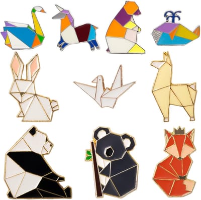10 stuks emaille pinnen creatieve grappige emaille broche origami dier broche badge metaal email voor jurk hoed tassen jassen accessoires voor kleding, Normalità, Gelegeerd staal
