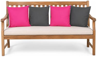 Anna Collection Bank/sier/tuin kussens - binnen/buiten - set 4x stuks - fuchsia roze/antraciet grijs - 45 x 45 cm