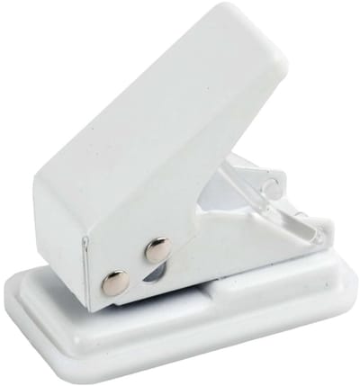 Dailygoods - 1 Mini Enkelgats Perforator, Handmatige Perforator, Maximaal 10 Vellen Per Keer, Gatdiameter 6 Mm, Wit