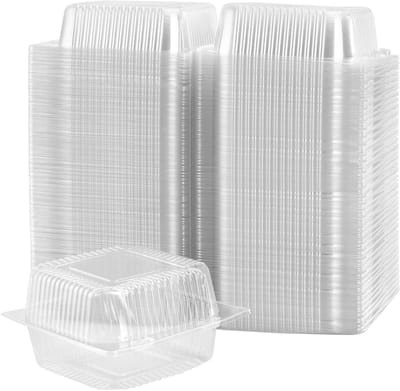 200 Stuks 5.3 Inch Doorzichtige Cakeboxen, Vierkante Verpakkingen voor Cupcakes, Taartporties en Desserts met Deksel