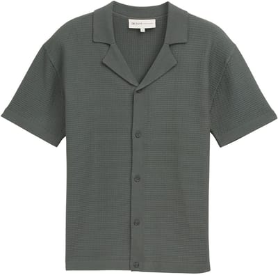 Tom Tailor Denim - Gebreide polo met korte mouwen - Maat XS - washed jasper green