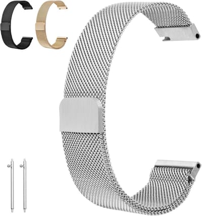 Stijlvolle metalen horlogeband met magnetische sluiting voor mannen en vrouwen, geschikt voor smartwatch en traditioneel horloge, snel te verwisselen (Zilver)