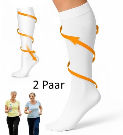 Duopack Compressie Sokken I Compressie Kousen I Steunkousen I Vliegtuigsokken I Anti Vermoeidheid I Maat S/M (35-39) I Wit