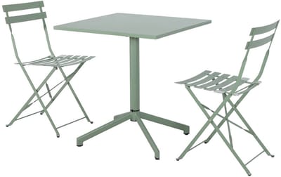 sweeek - Vierkante opklapbare bistro tuintafel van staal 70cm + 2 stoelen - chiara en emilia