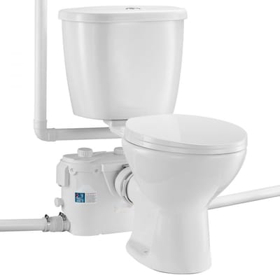 Toilet met Vermaler - WC-systeem - Maceratorpomp 500W - Achteruitlaat - Dubbele Spoeling - Geschikt voor Kelder - Toiletpomp