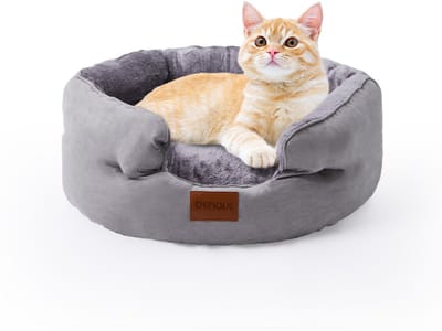 Behave Kattenmand - 60 cm - Hondenkussen - Wasbaar - Fluffy Pluche - Grijs - Verhoogde Randen