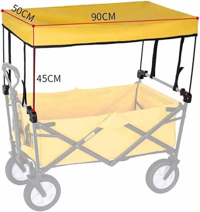 Opvouwbare Wagon Luifel - Trolley Zonnedak - Outdoor Bescherming - Waterdicht Oxford-doek - 90x50 cm - Geel