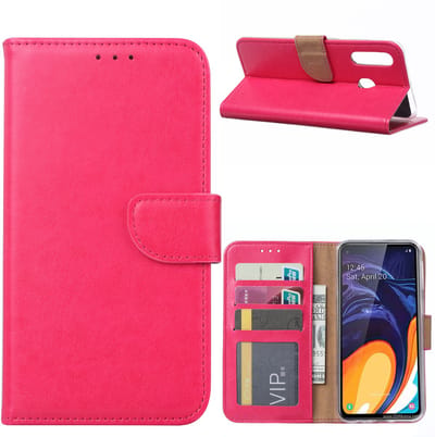 Ntech Hoesje Geschikt Voor Samsung Galaxy A60 Portemonnee Hoesje / Book Case - Pink/Roze