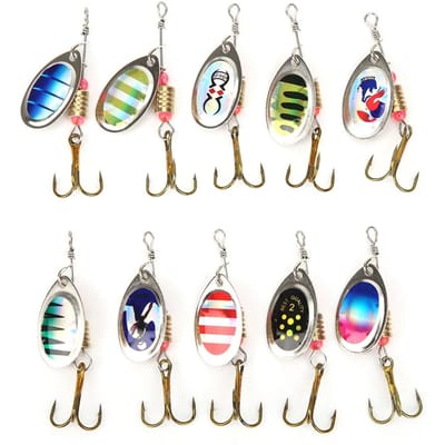 10 stuks Vis Lokken Topwater Zacht Hard Spinnerbait Set Levensechte Baars Lepel Aas Lokken gray