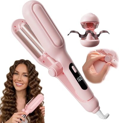 KZQ Roze Krultang Eivormige Haarstyler met Negatieve Ionen 3 Temperatuurstanden voor Franse Krullen en IJsgolven Professioneel Haarstyling Apparaat 220V 42W
