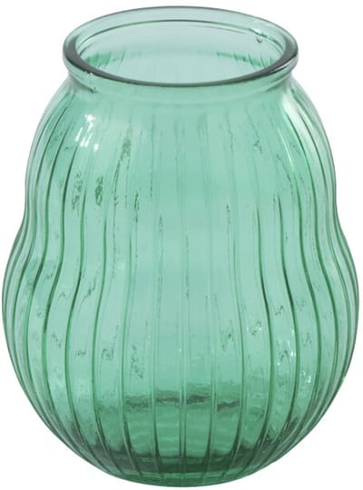 J-Line windlicht Rond Gestreept - glas - smaragdgroen