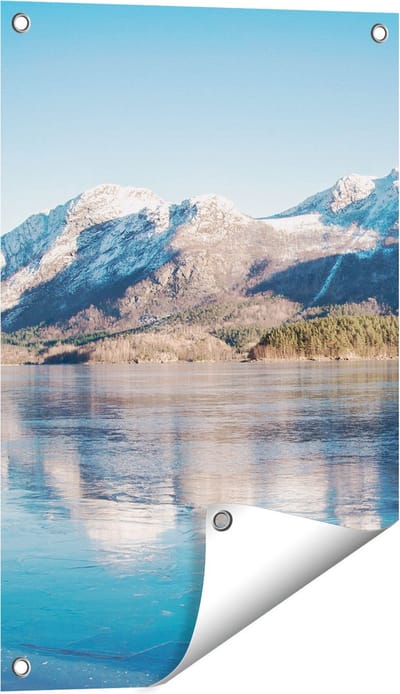 Gards Tuinposter Meer bij het Bergen Landschap in Noorwegen - 40x60 cm - Tuindoek - Tuindecoratie - Wanddecoratie buiten - Tuinschilderij