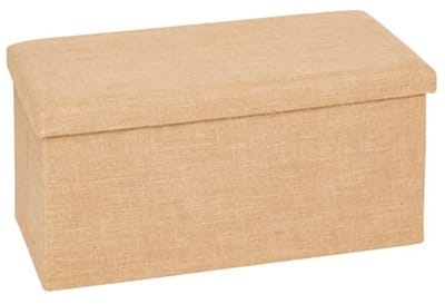 5Five Poef/hocker/voetenbankje Jute - opbergbox - beige - PO/MDF - 38 x 38 x 76 cm - opvouwbaar