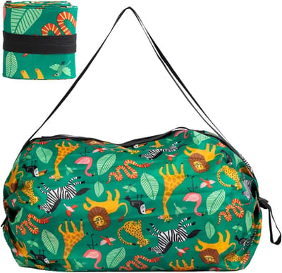 Vouwbare Tote Bags met Rits - Waterdichte Nylon Winkeltassen met Grote Capaciteit voor Reizen, Supermarkten en Strandactiviteiten