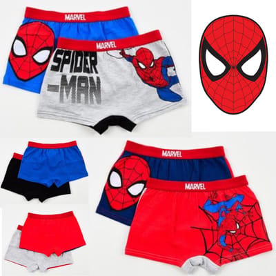 Marvel Spiderman Boxershorts - Set van 4 stuks - Blauw/Grijs/Rood - Jongens Ondergoed - Katoen - Maat 98/104