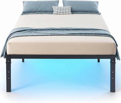 Eenpersoons Metalen Lattenbodem Bedframe met RGB LED Verlichting - Sterk & Eenvoudig Montage - 90x194 cm