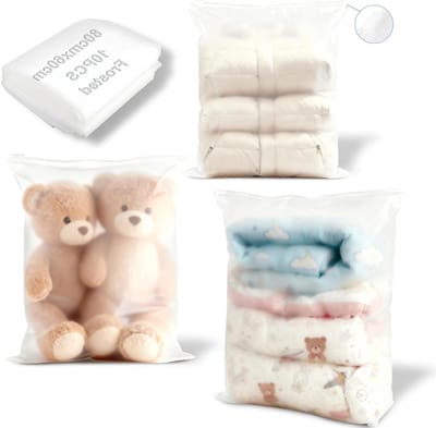 Grote Zip Pockets - Opbergzakken Hersluitbaar - Kleding Opbergen - Waterdicht Mat Materiaal - 60x80cm 10 Stuks - Frosted