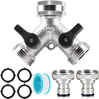 Waterdistributie Y-verdeler 3/4 Inch van Messing voor Tuinslang met Apart Schakelaar en Slangverdeler voor Wasmachine en Tuinirrigatie - Ideaal voor Tuin en Keuken