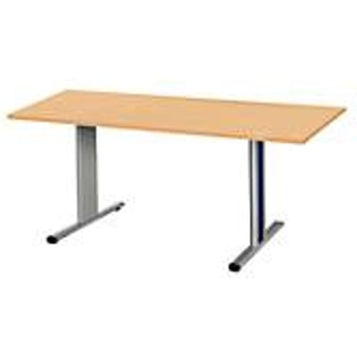 Schäfer Shop  Select Vergadertafel Planova, rechthoek, 1600 x 800 mm, beukenpatroon, accentlijst gentiaanblauw