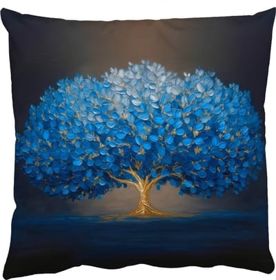 Sierkussens - Kussentjes Woonkamer - 50x50 cm - Boom - Blauw - Bladeren - Penseelstreken