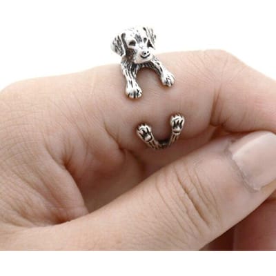 Retro Punk Messing Knokkel Labrador Hond Ring Mannen Boho Schattig Dier Anel Koppelringen Voor Vrouwen Sieraden Bague Femme Verjaardagscadeau Resizable beige